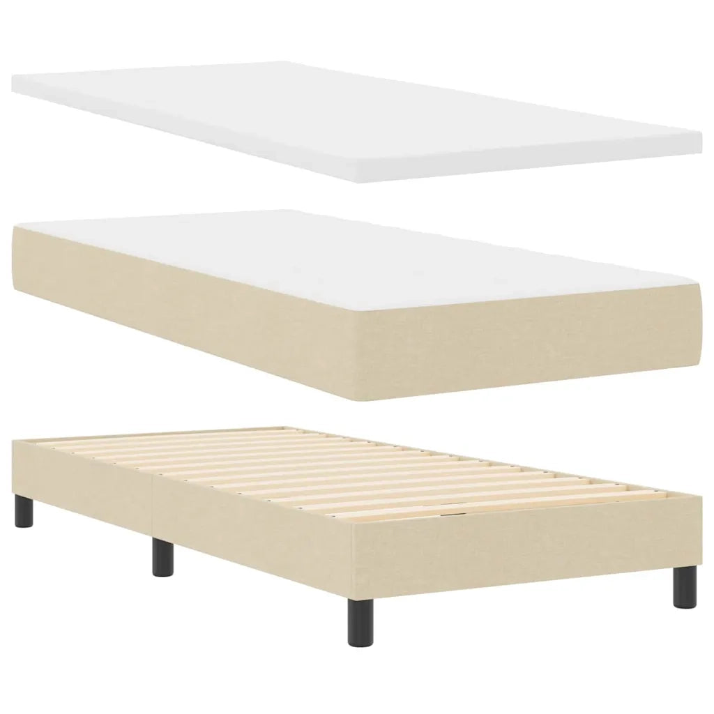 Letto a molle con materasso Crema 90 x 190 cm Tessuto 3339938