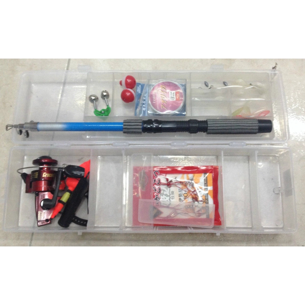 Trade Shop - Cassetta Completa Kit Canna Da Pesca Mulinello Esche Artificiali Galleggiante -