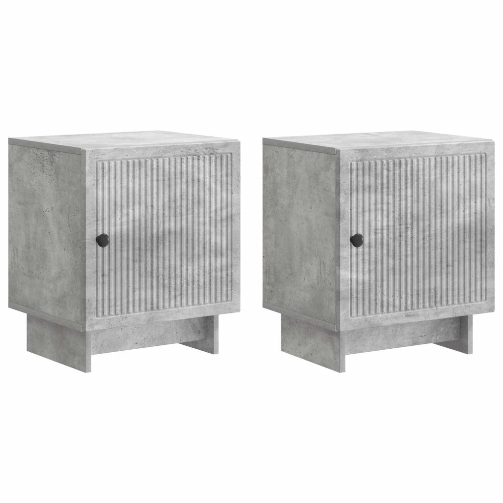 Set di 2 Comodini | Armadio da Notte | Mobiletto da notte Grigio Cemento 43 x 34,5 x 50 cm