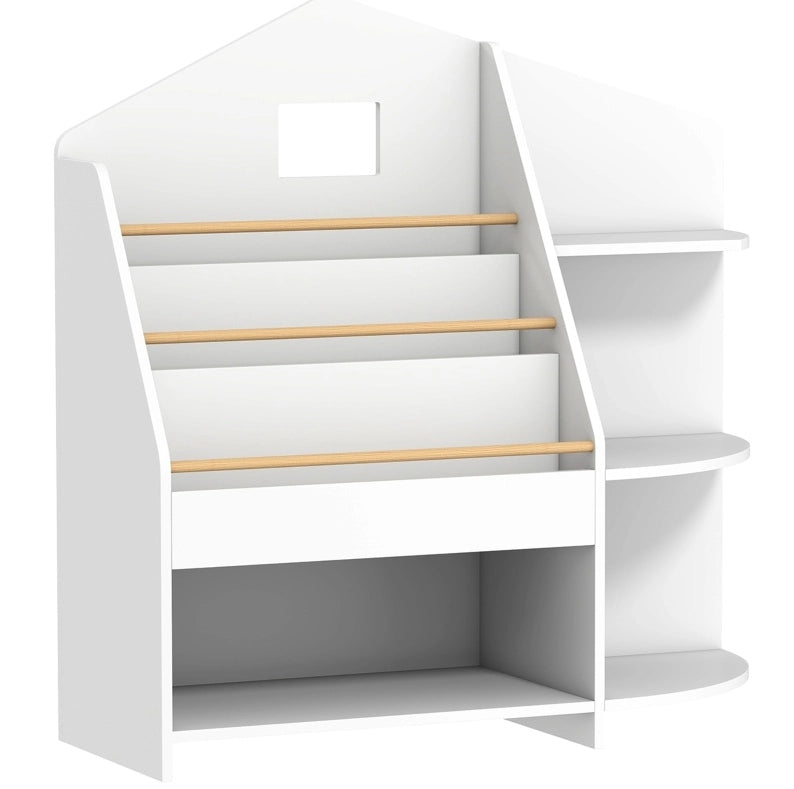 Libreria per bambini 80 x 30 x 79,7 cm in legno bianco, 7 vani salvaspazio