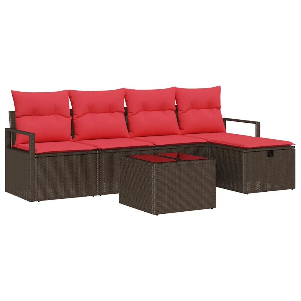 Set Divano da Giardino con cuscino 6 pcs Marrone polyrattan 3360505