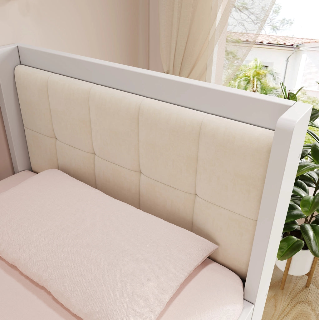 Letto singolo 90x200 cm con 2 cassetti in legno bianco HOMVRA