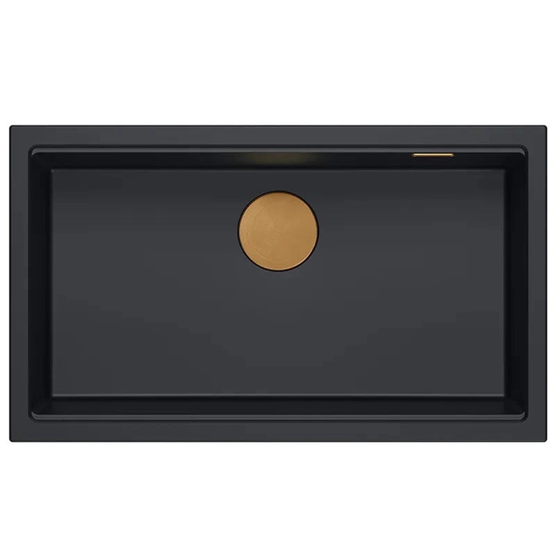 Lavello In Granito Logan 110 Black Tappo rame spazzolato