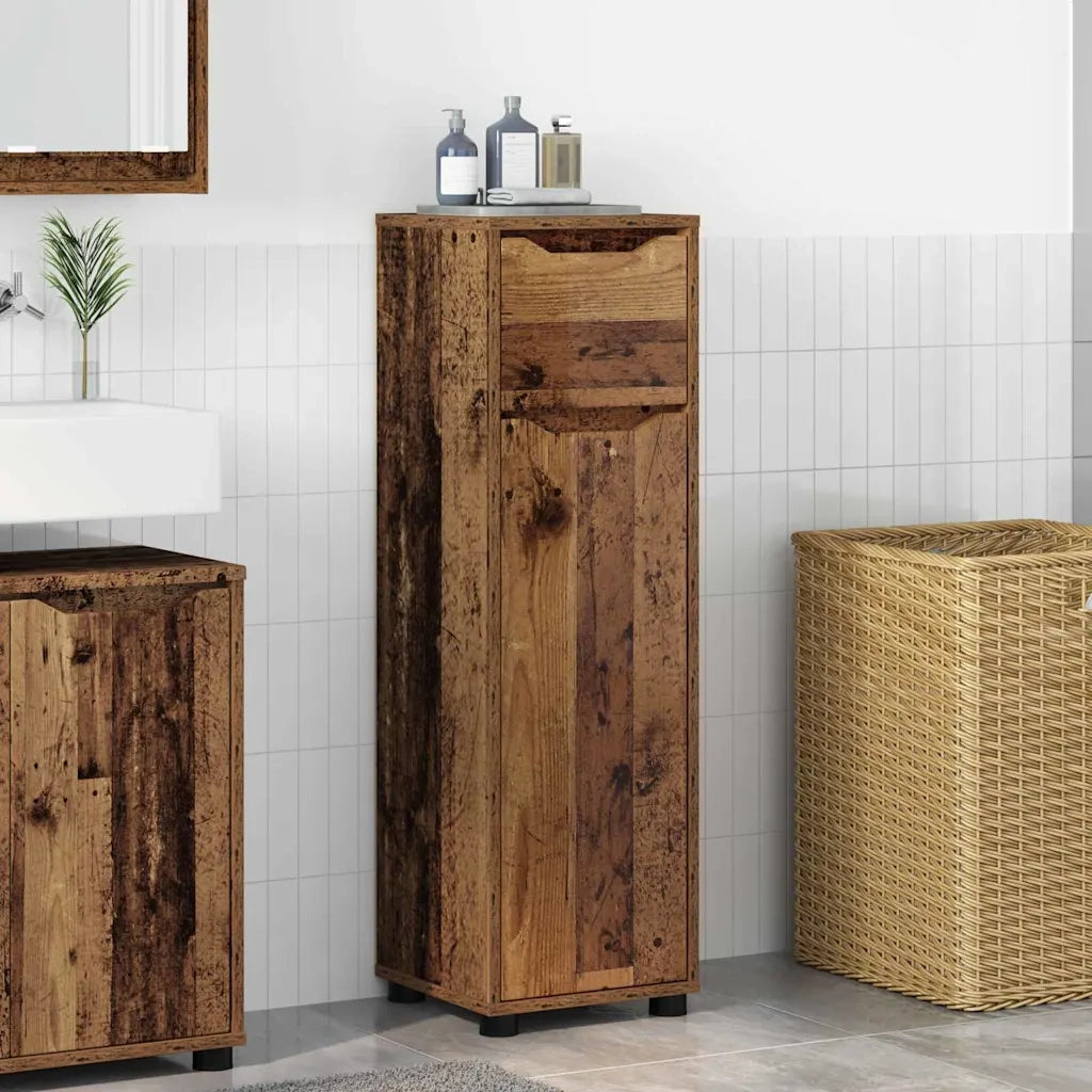 Mobile da Bagno | Armadio da bagno con cassetto Legno vecchio 30,5 x 30 x 101 cm
