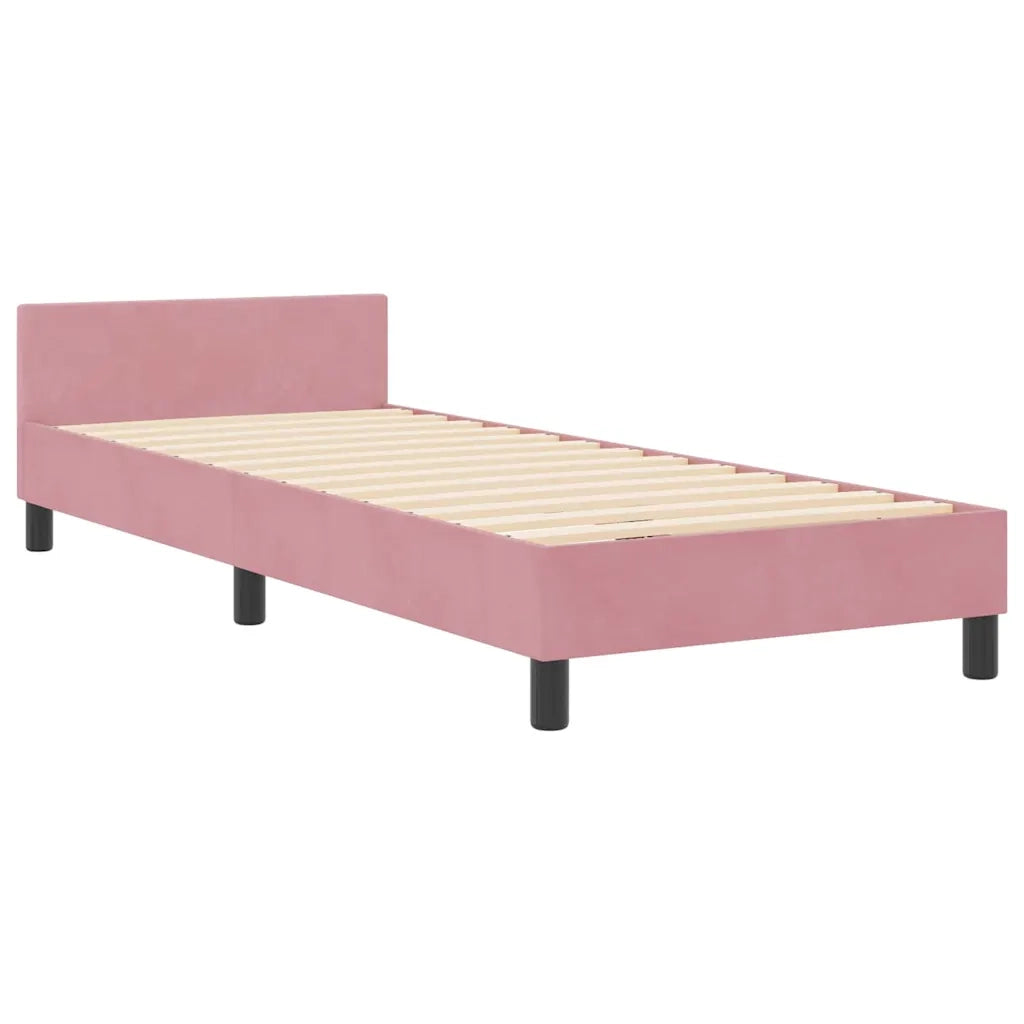 Letto a molle con testiera Rosa 80 x 200 cm Velluto 3344974