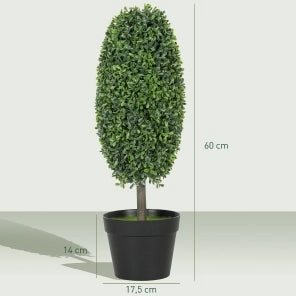 Set di 2 piante artificiali da 60 cm in plastica verde UV per interno/esterno