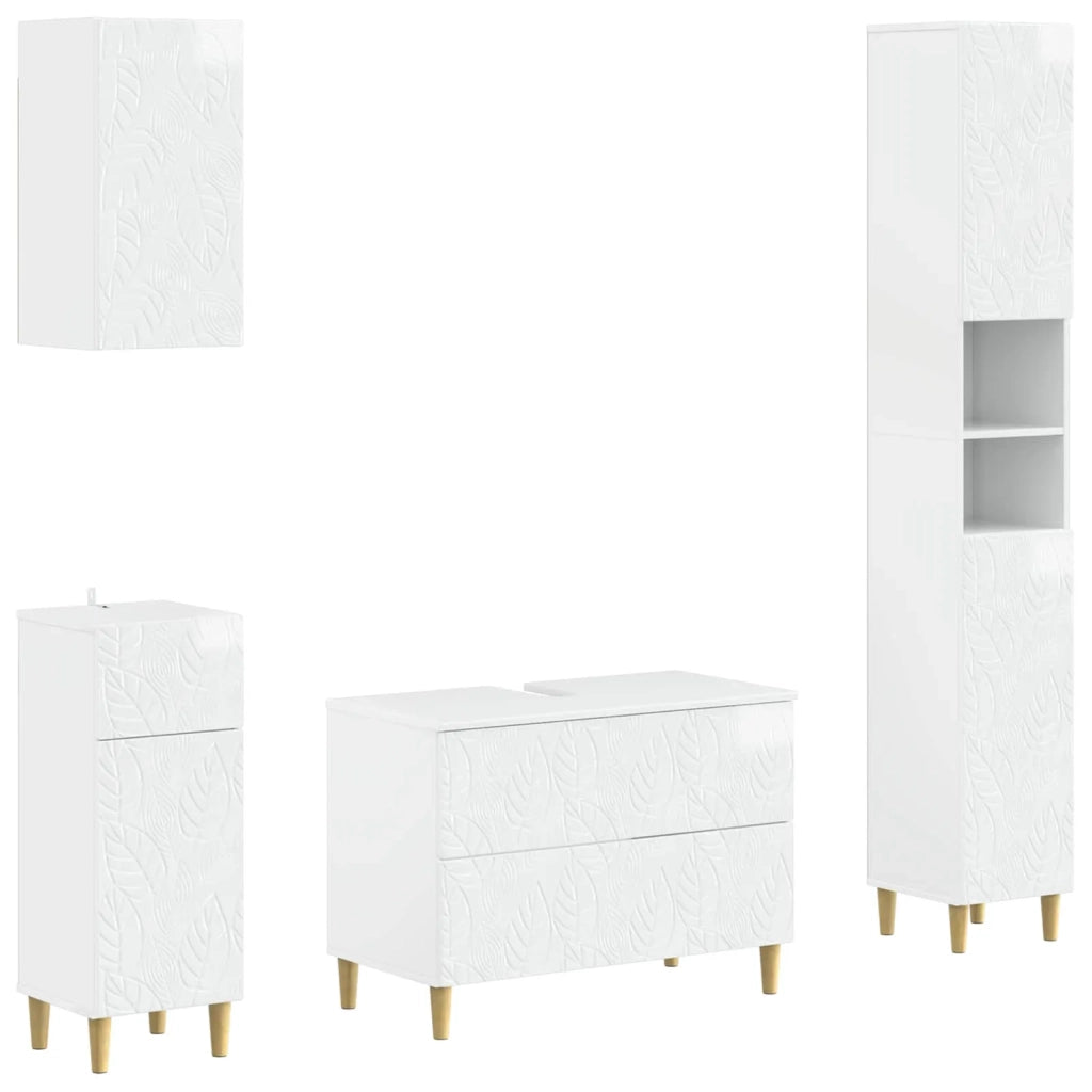 Set di Mobili da Bagno da 4 Pezzi DELFT Bianco Lucido 3417949