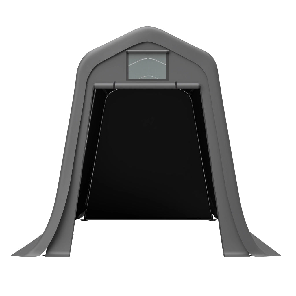 Ricovero da giardino con porta avvolgibile struttura in acciaio zincato telo PE grigio scuro 213 × 366 × 225 cm