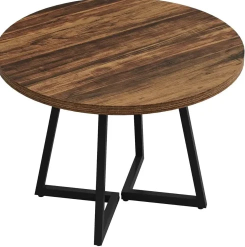 Tavolo da pranzo da 80 cm per 2-4 persone in MDF e metallo nero e marrone rustico