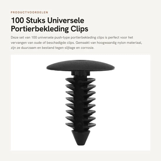 Portiere in dotazione Clip 100 pezzi - Clip di fissaggio universale Auto - Clip a spinta - Clip per parafanghi - Clip in nylon antiusura - Sostituzione per clip di portiere