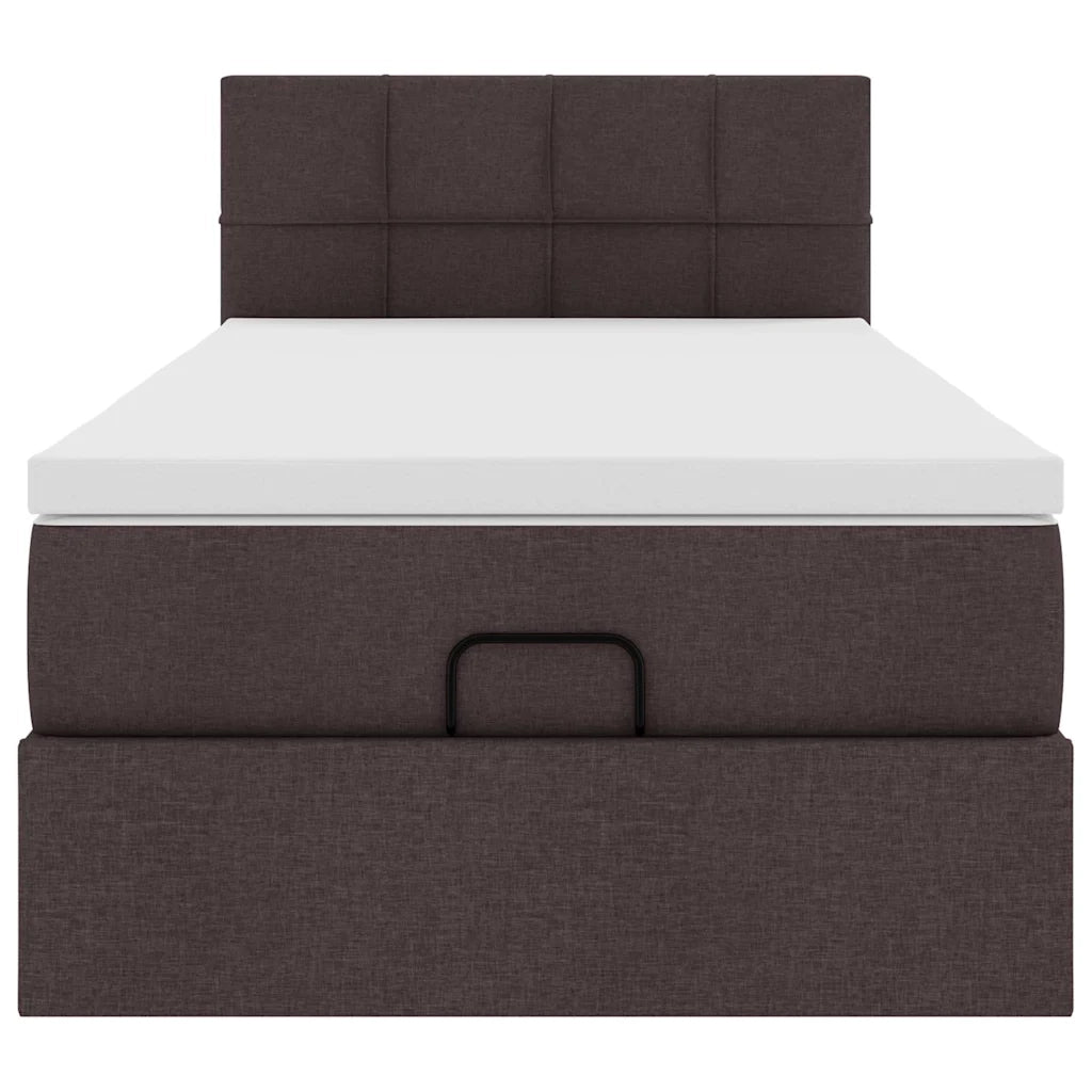 Pouf Letto con Materasso Marrone Scuro 90x200 cm in Tessuto 3311431