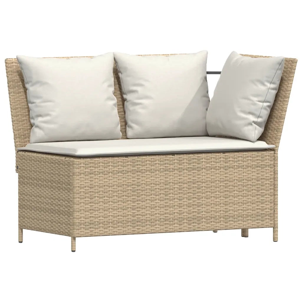 Set Divano da Giardino 3 pz | Set Salotto da Giardino con Cuscini Beige in Polyrattan