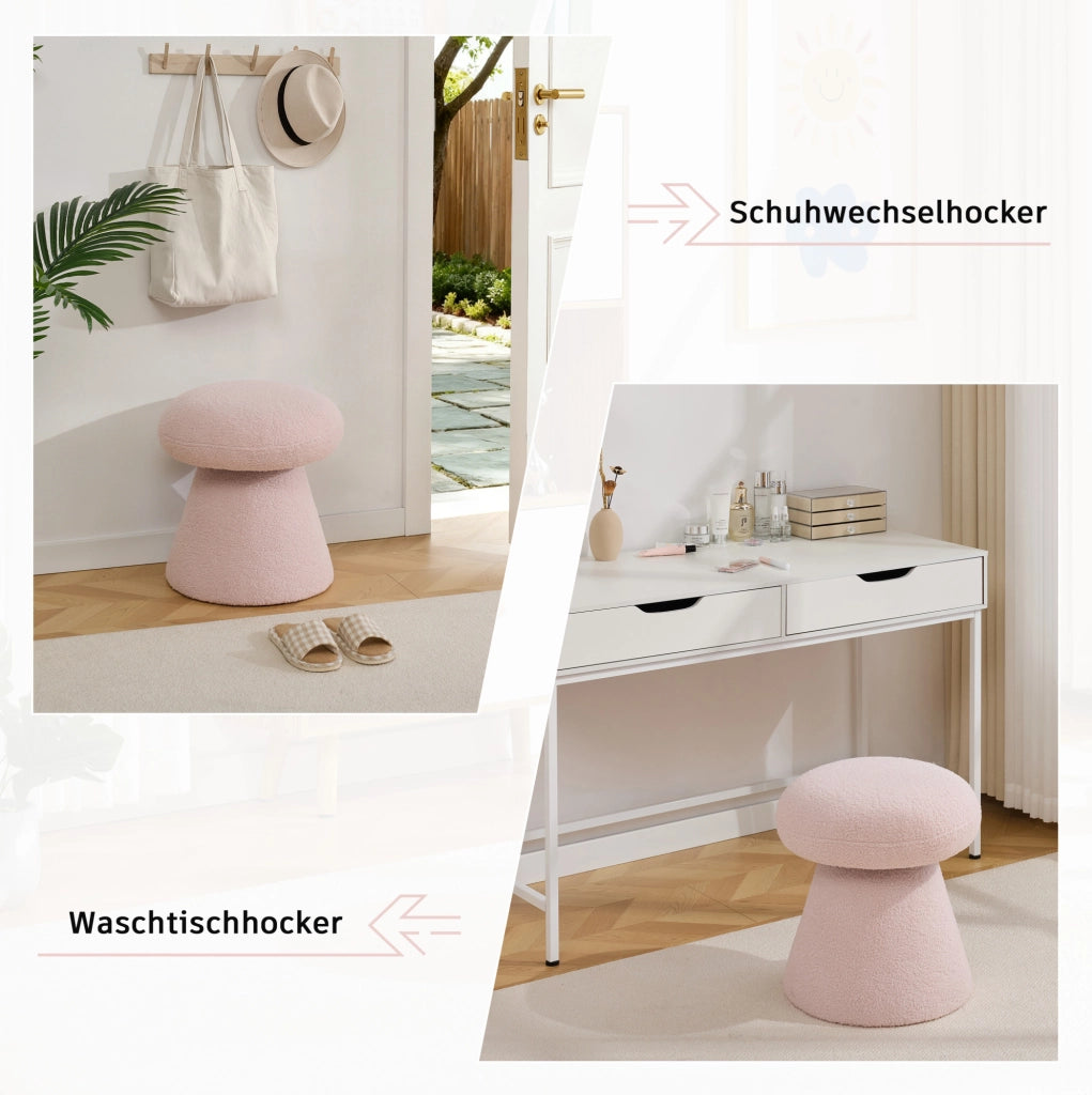 POUF girevole 360° 70x65,5x74 cm in tessuto Teddy rosa