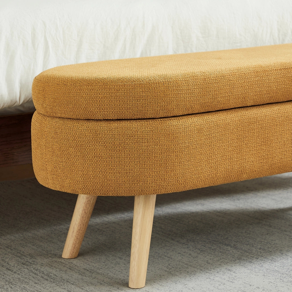Panca con spazio contenitore 110 cm rivestita in chenille, ideale per ingresso, camera o soggiorno