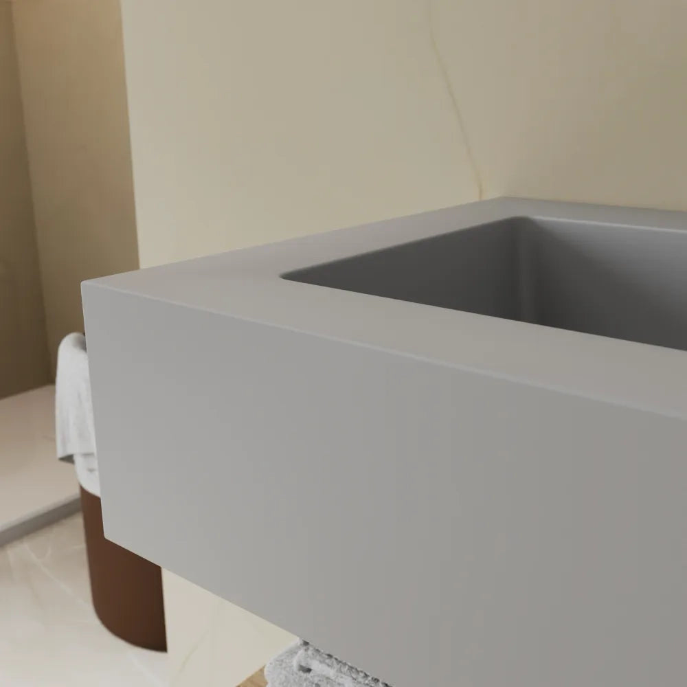 Lavabo sospeso in marmoresina 80cm grigio opaco | Koro