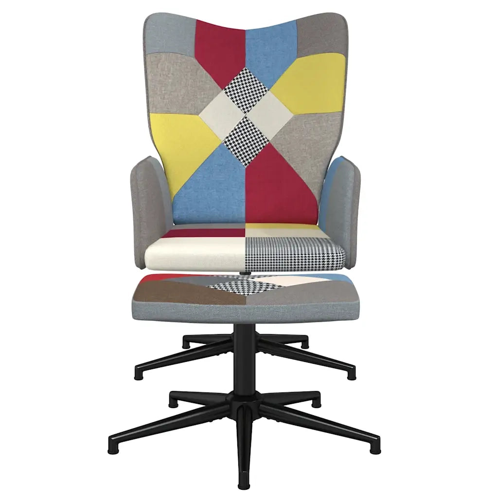 Sedia Relax con Sgabello in Tessuto Patchwork 328188
