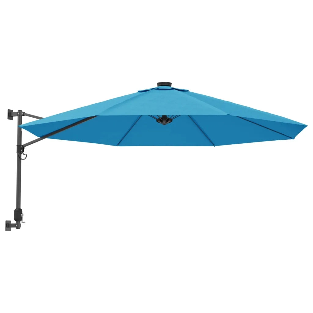 Ombrellone a Parete con LED Blu Mare 290 cm 362894