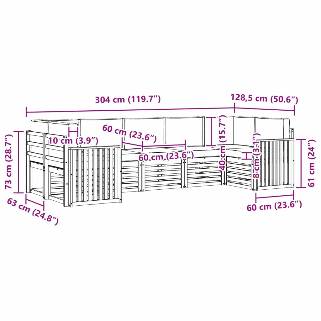 Set di divani da esterno 7 pcs Bianco e Beige 3392433
