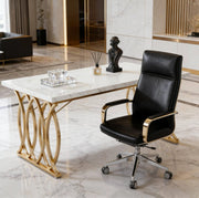 Scrivania da ufficio moderna 160x80 cm con piano in legno artificiale bianco e struttura metallica