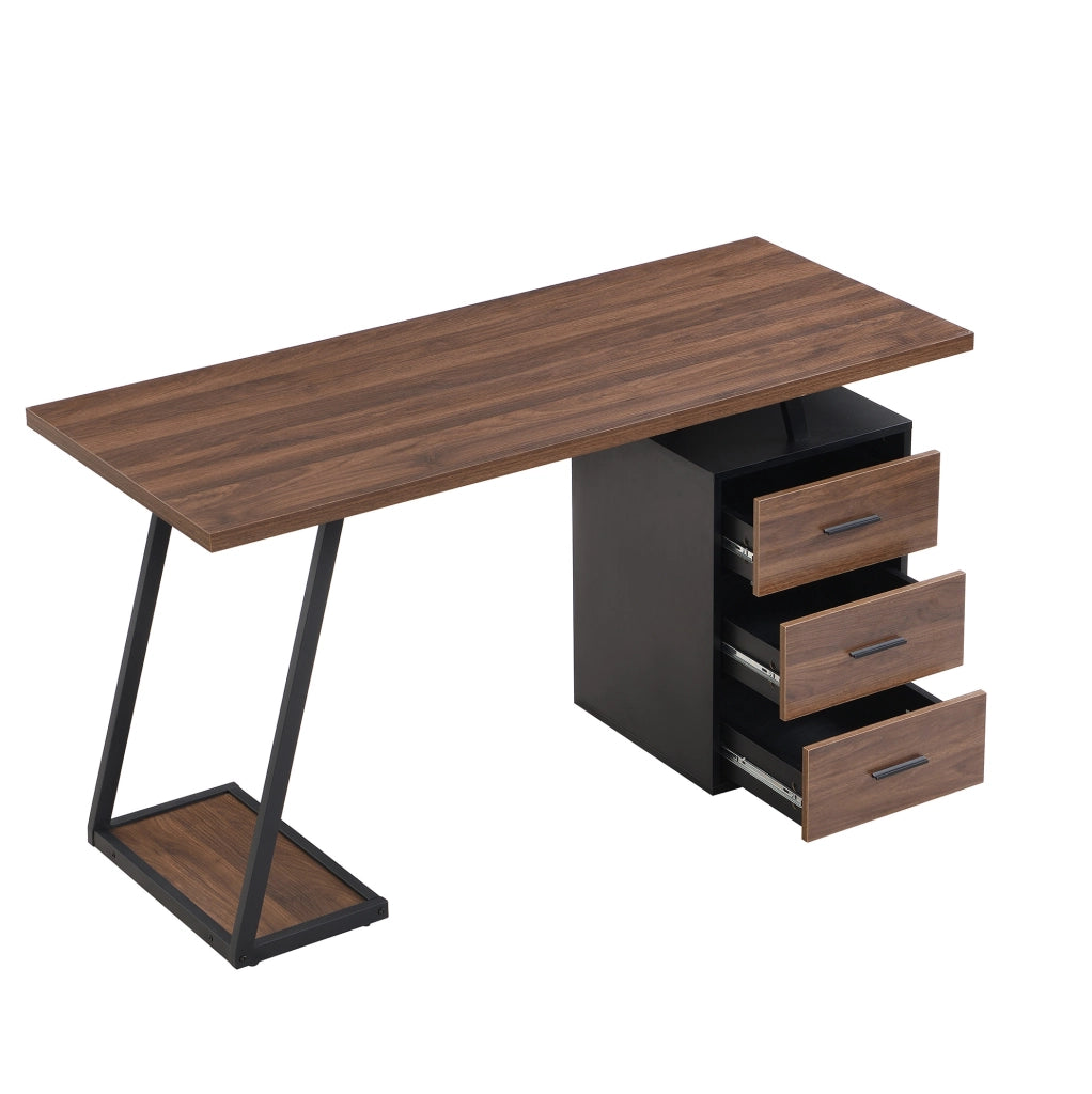 Scrivania da ufficio YEAVIO 138,5 cm con 3 cassetti e piano effetto legno