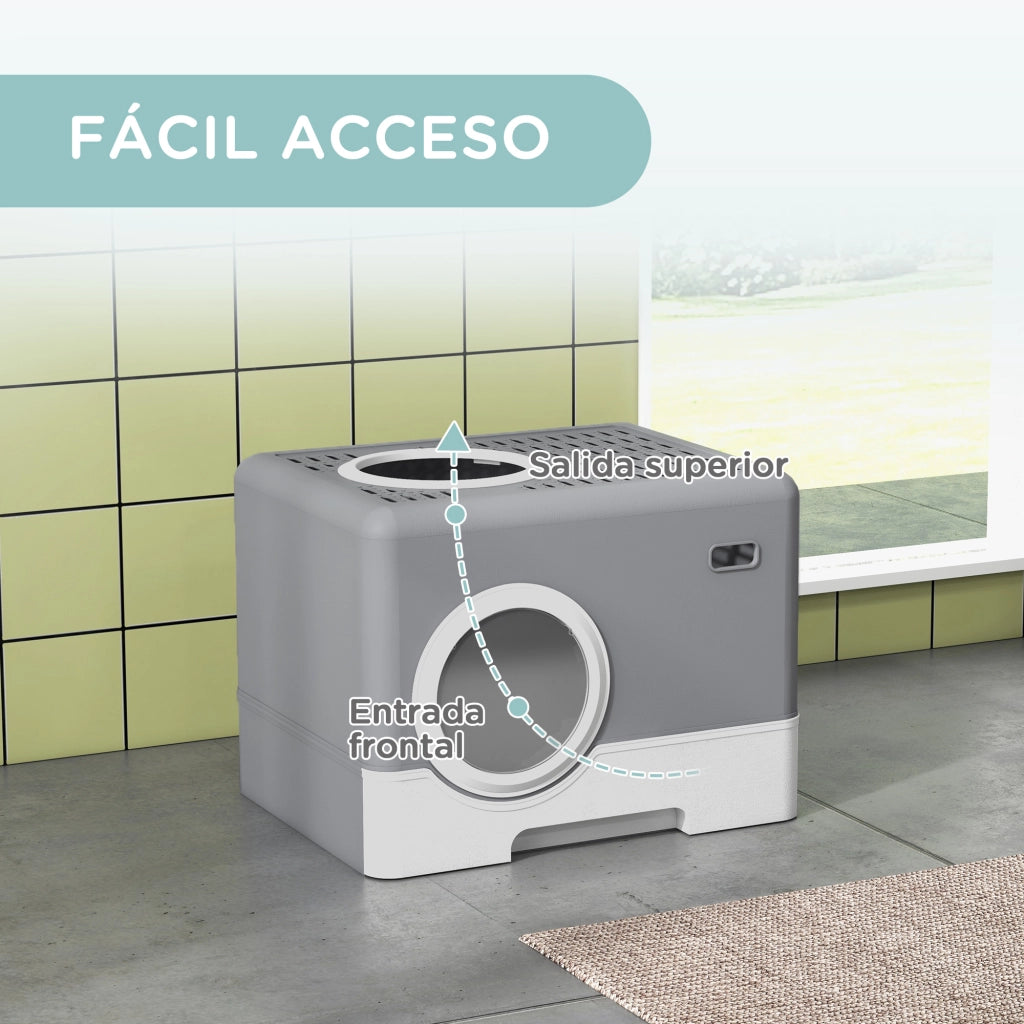 Arenero per Gatti con Vassoio Estraibile ¨C Minimal ¨C 52x41x38,5 cm Grigio