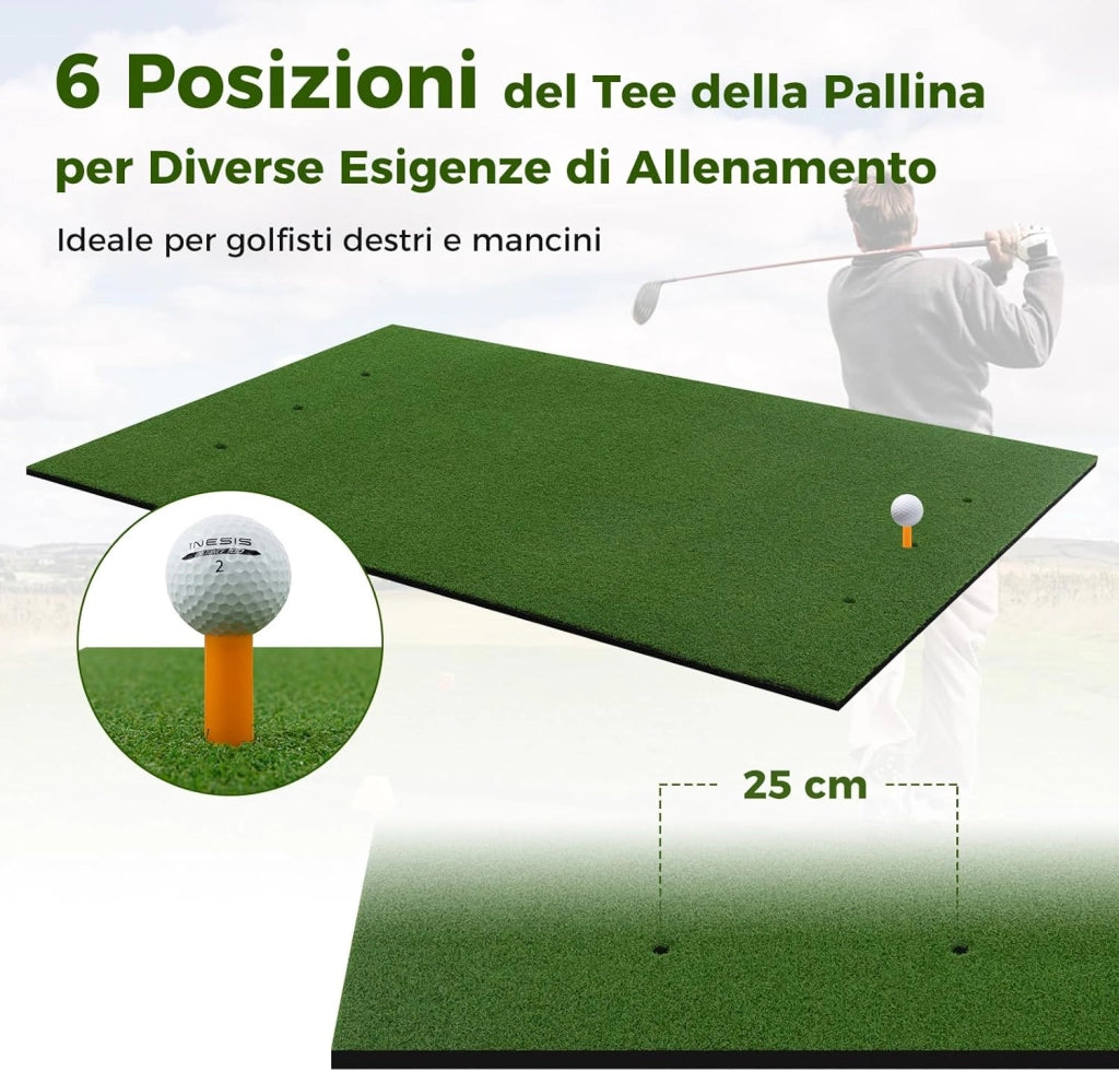appeto da Allenamento Golf 3-in-1, Tappetino da Allenamento in Erba Sintetica con 2 Punte da Golf, 2 Aste di Allineamento e 3 Fori Preforati per le Punte