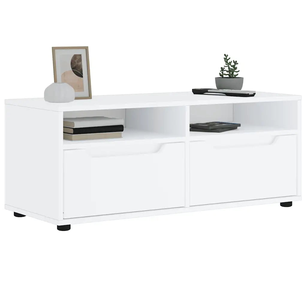 Mobile TV | Armadietto TV | Mobile Porta TV VISNES Bianco 100x40x38 cm in Legno Multistrato