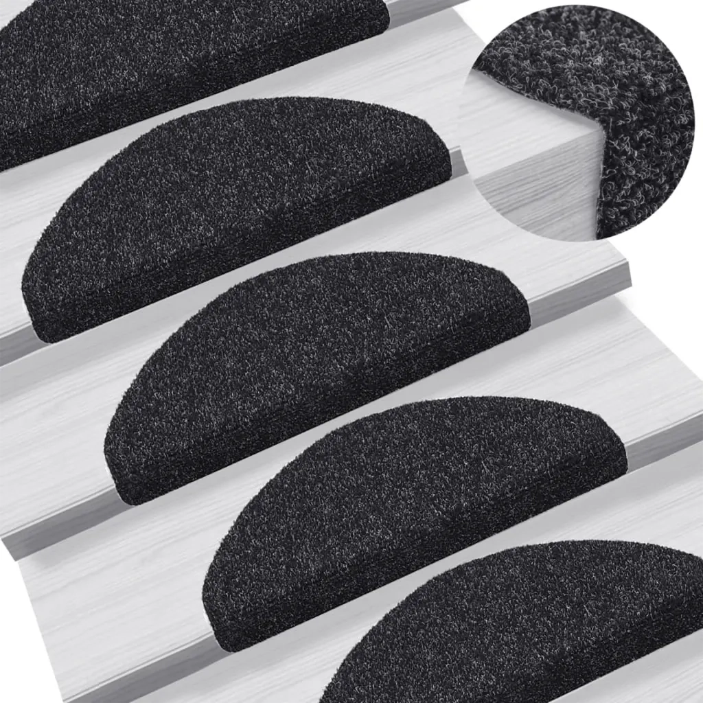 Tappetini per scale autoadesivi 5 pz | Gradini per Scale 65x21x4 cm neri semicircolari grandi