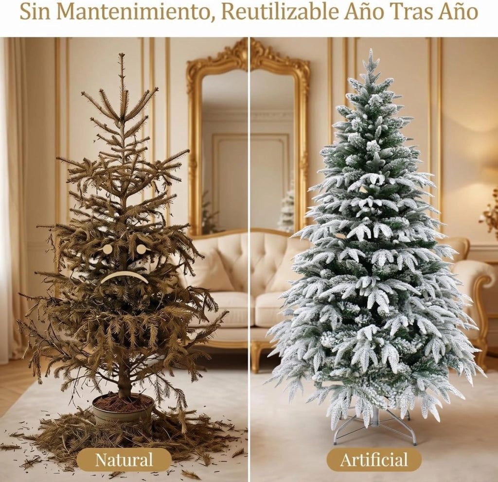 Albero di Natale Innevato 230cm con Rami Folti Realistici PE e PVC e Supporto in Metallo