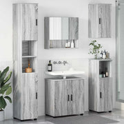 Set di mobili per il bagno con porta 5 pcs Grigio Sonoma
