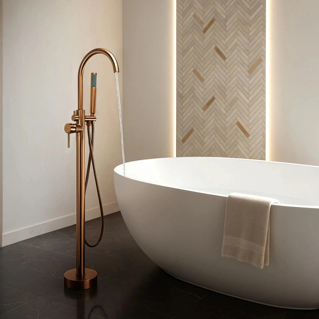 Rubinetto Indipendente Rea Lungo Brush Copper