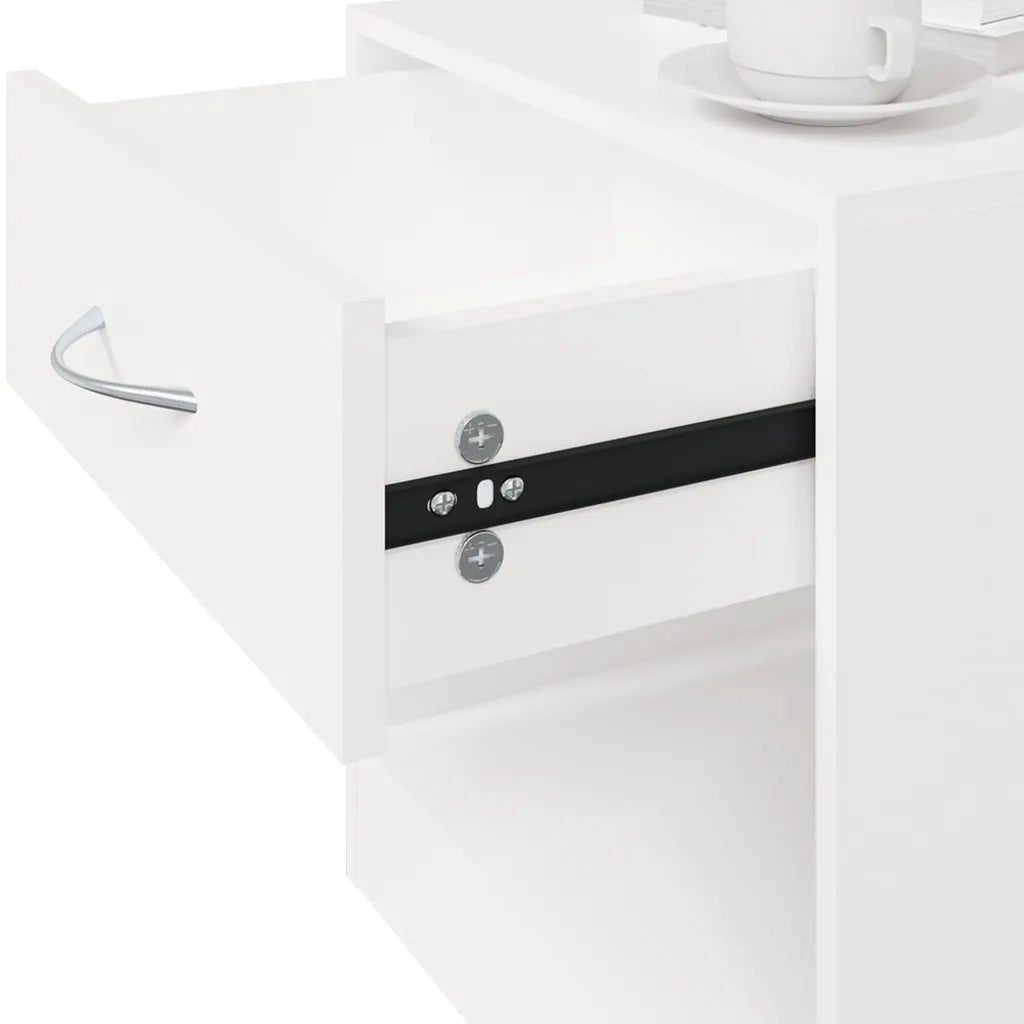 Set di 2 Comodini | Armadio da Notte | Mobiletto da notte con Cassetto Bianchi