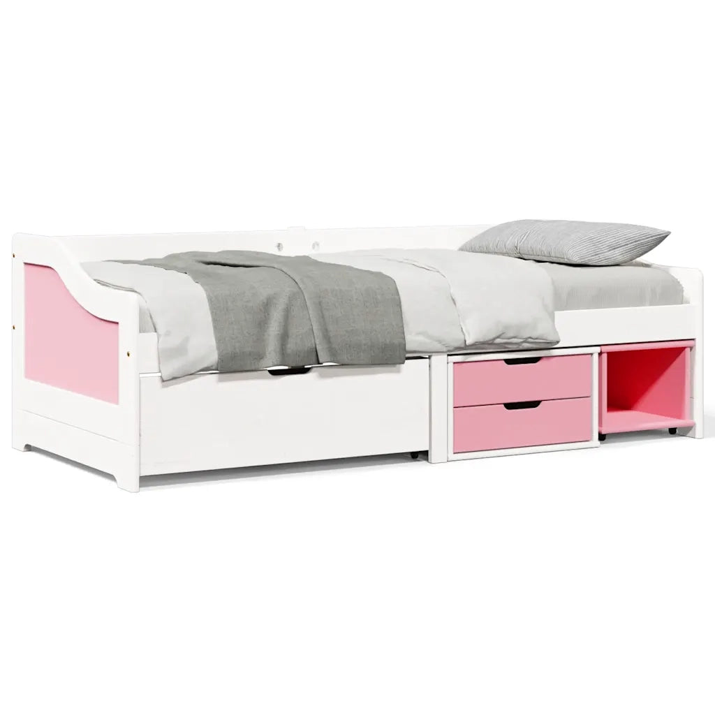Dormeuse 3 Cassetti senza Materasso Bianco&Rosa 90x200 cm IRUN 3314685