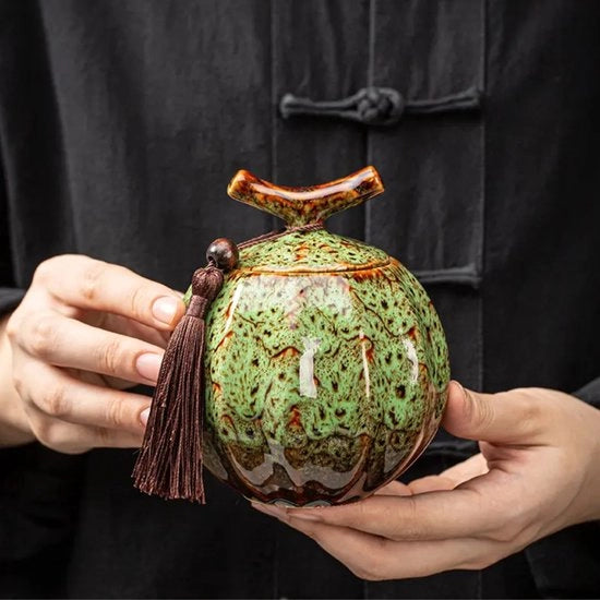 Urn Lussuoso per Animali - Urna - Ceramica - Urne per Animali - Urna per Animali Defunti - 470 ML - Verde
