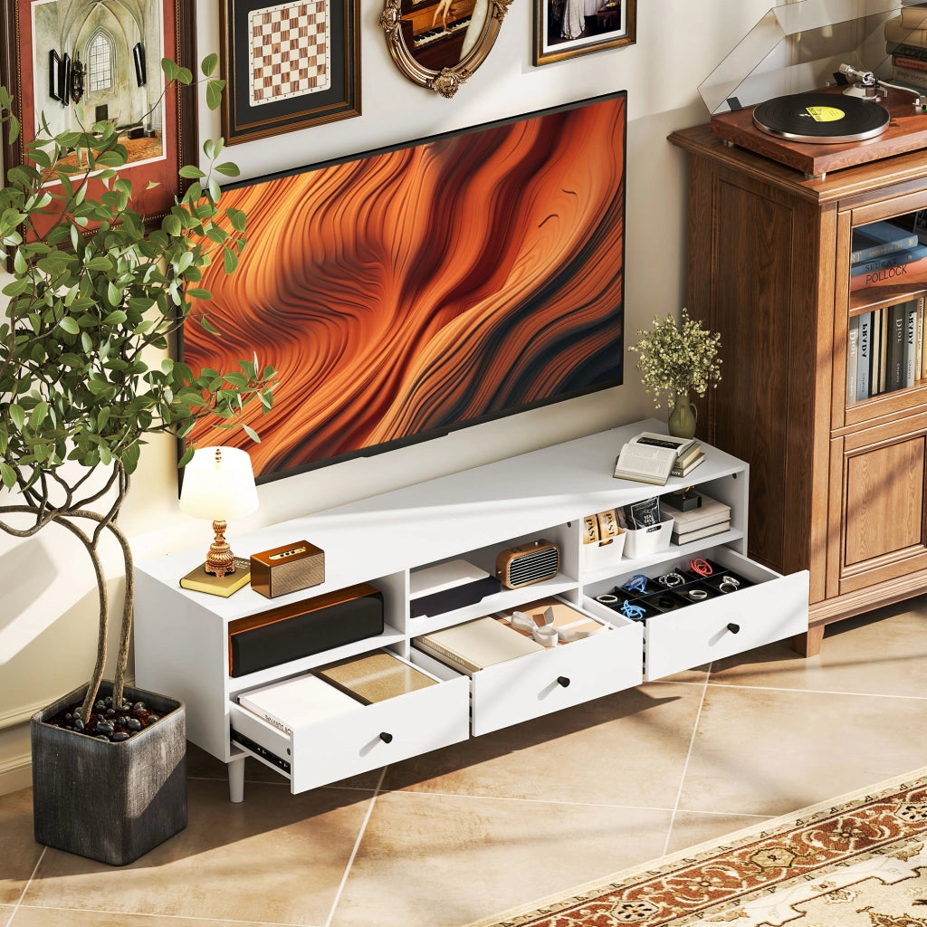 Mobile TV con 3 cassetti e 3 ripiani aperti ¨C Minimal ¨C Bianco 120x30x50 cm