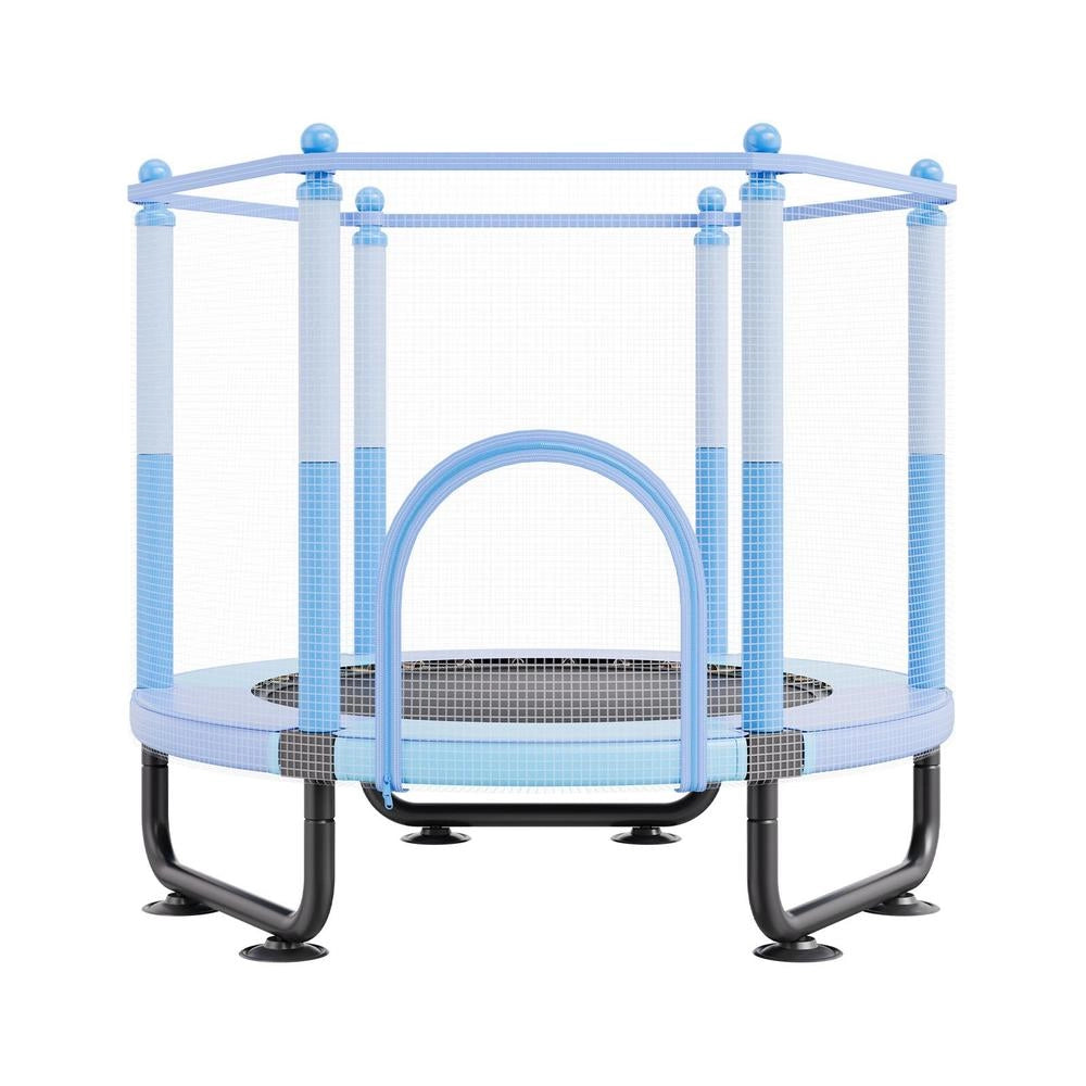 Trampolino Bambini 1545x1210mm Interni Esterni Rete Sicurezza Canestro Basket Gioco Blu