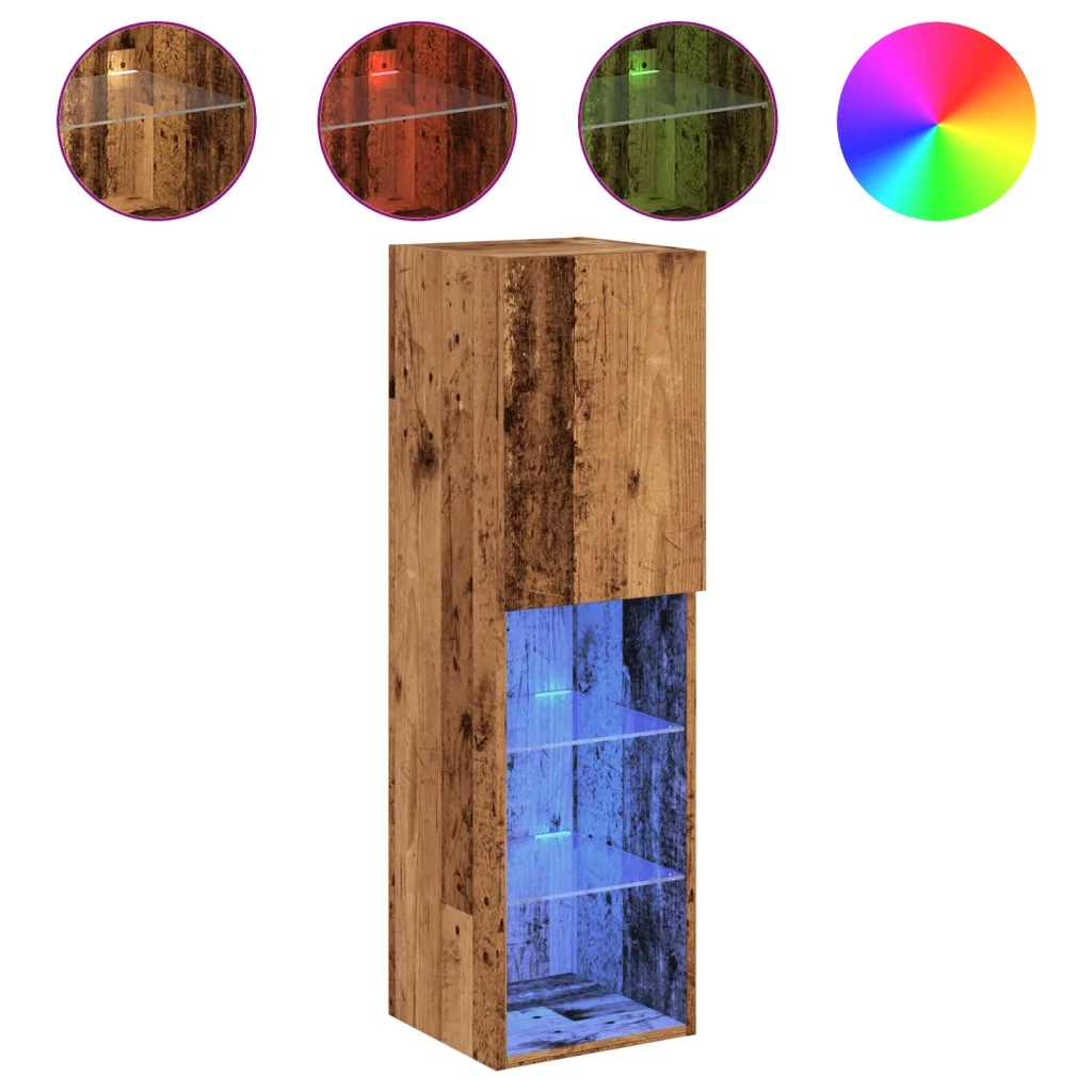 Mobile TV | Armadietto TV | Mobile Porta TV con Luci LED Legno Antico 30,5x30x102 cm