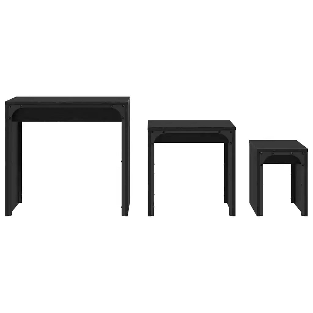 Tavolino da salotto 3 pcs Rovere Nero Legno multistrato 883536