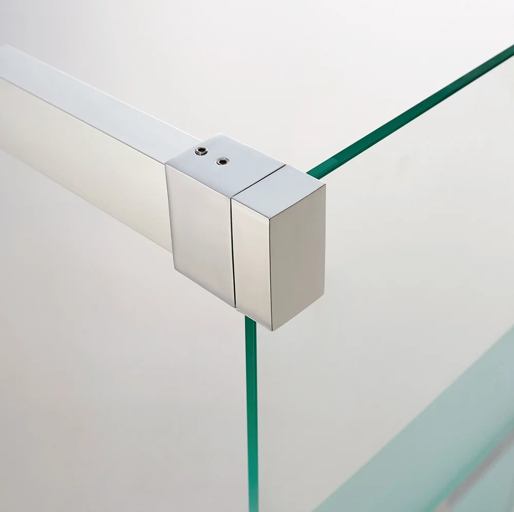 Box doccia angolare BASIC fisso + scorrevole + laterale fisso 150x90 cm (145-150/86,5-89) nichel spazzolato vetro Frost