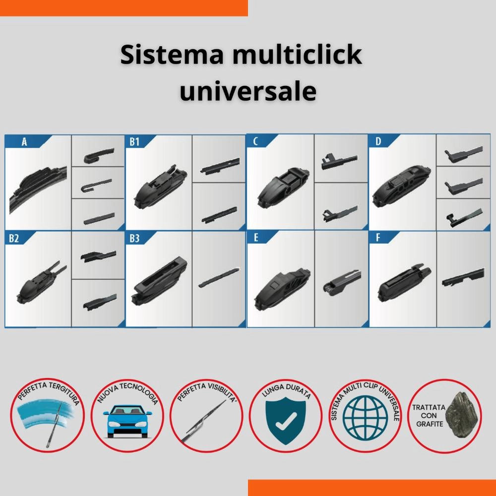 Tergicristalli Anteriore Universale in gomma Multi attacco Easy Click 57,5 cm