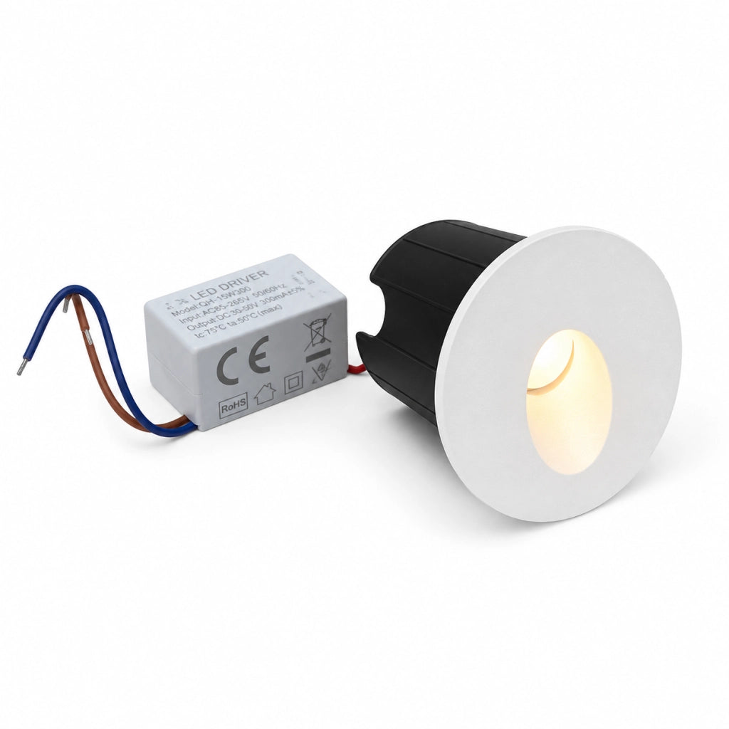 Segnapasso LED da Incasso Rotondo Bianco 1,5W IP54 Mini Segnalatore Luminoso Parete per Scale Corridoi Muretti Piscina 145lm Colore della luce: Luce Naturale