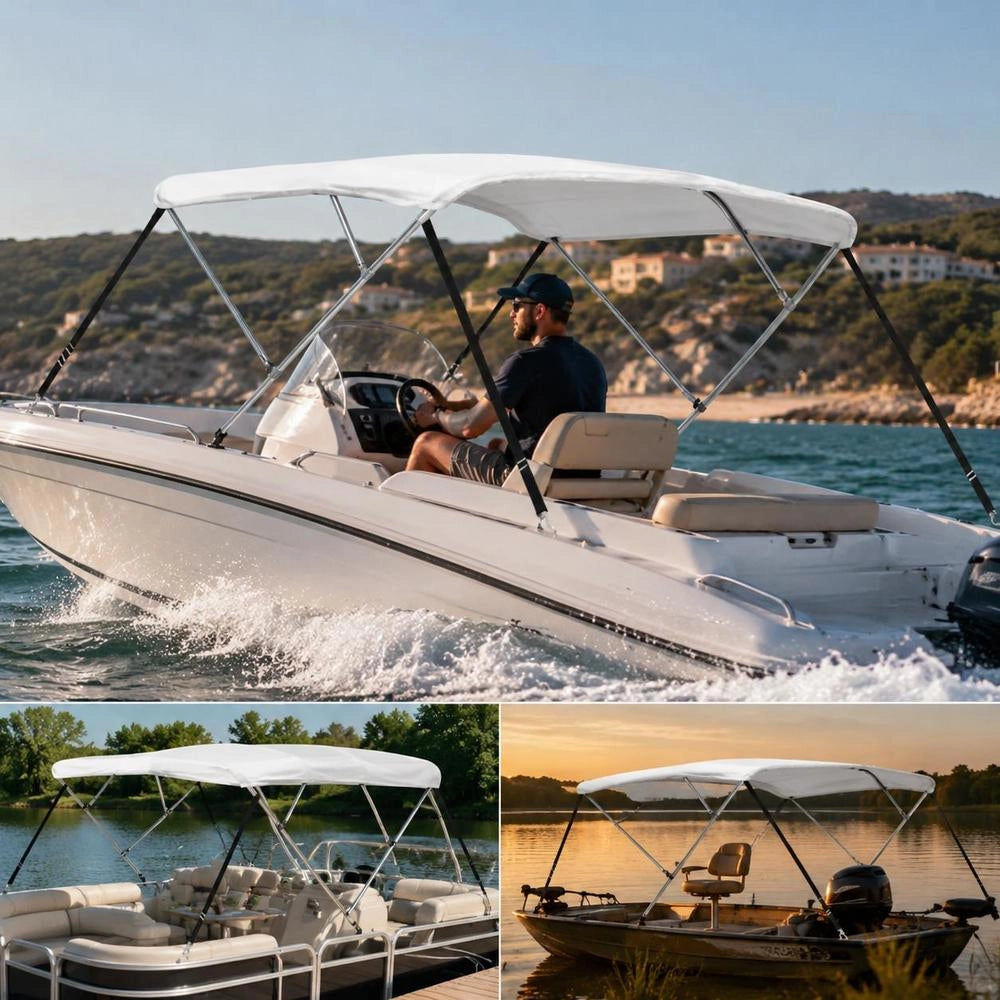 3-Bow Bimini Top White 183x180x137 Cm