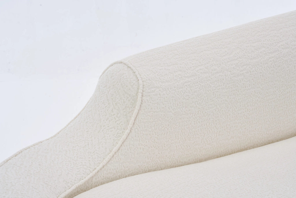 Divano Loveseat bianco con chaise longue curva in tessuto chenille, 2 posti con cuscino, salotto e camera