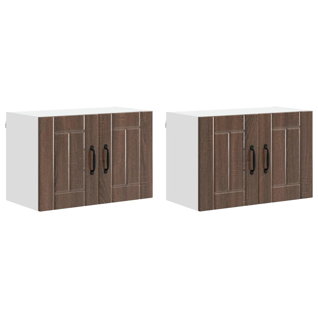 Armadi a pareti per cucina con porta Lucca 2 pcs Rovere Marrone 884929