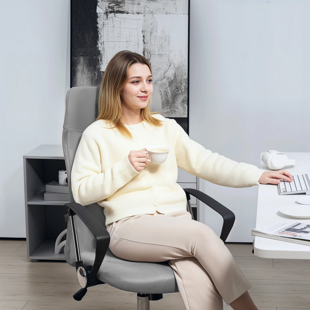 Poltrona da ufficio ergonomica girevole regolabile in altezza ¨C Minimal ¨C tessuto grigio 63x65x119-109cm