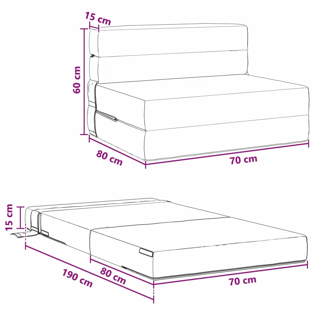 Divano Letto Pieghevole Grigio Scuro 70 x 80 x 60 cm Tessuto 900086