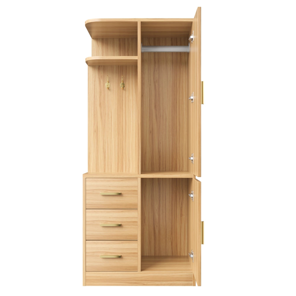 Armadio guardaroba a una porta 70 x 50 x 170 cm in legno; colore legno naturale
