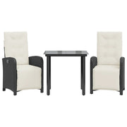 Set da Bistr¨° 3 pz | Set Salotto da Giardino con Cuscini Nero in Polyrattan