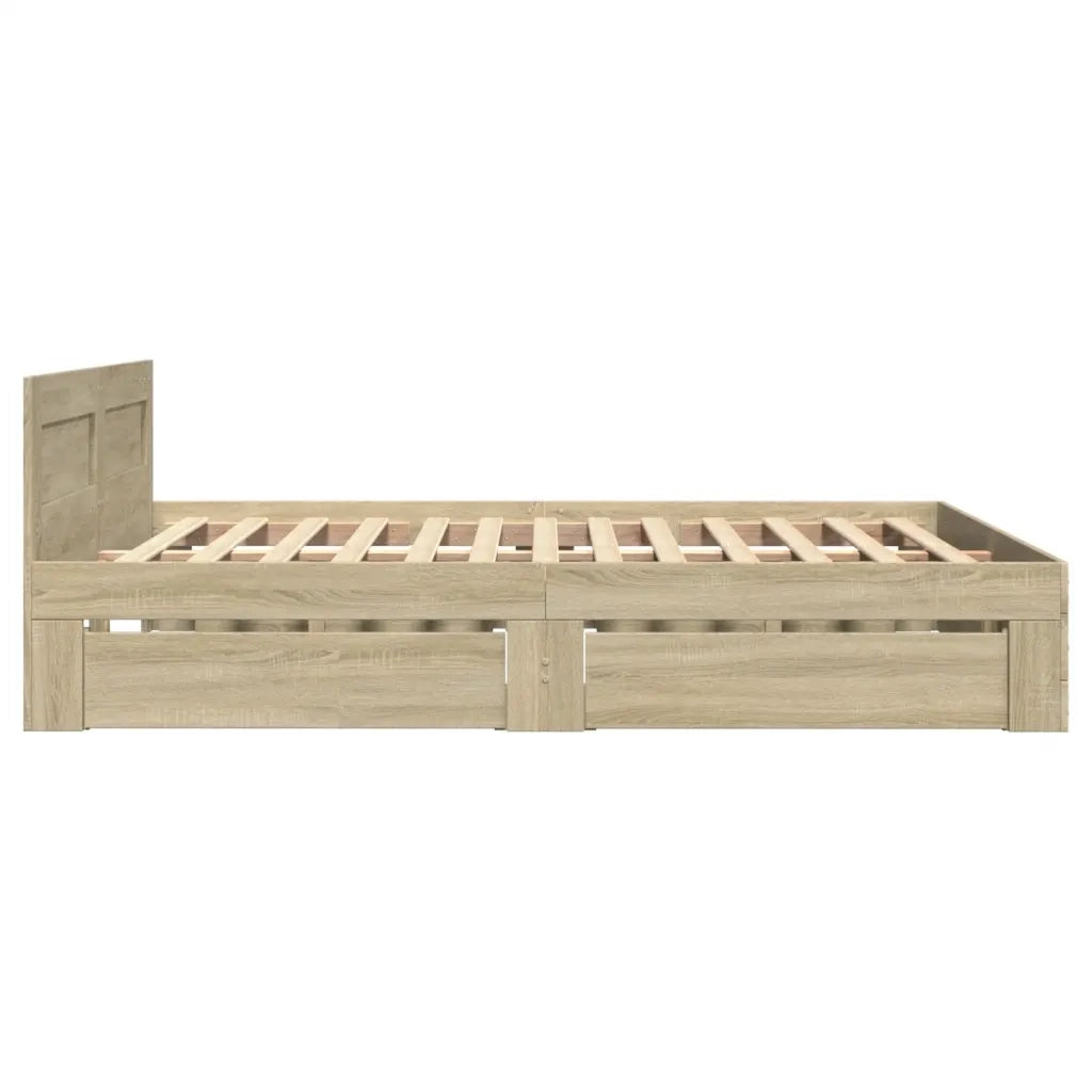 Letto matrimoniale | Letto per adulti | Giroletto Testiera Rovere Sonoma 140x200 cm Legno Multistrato