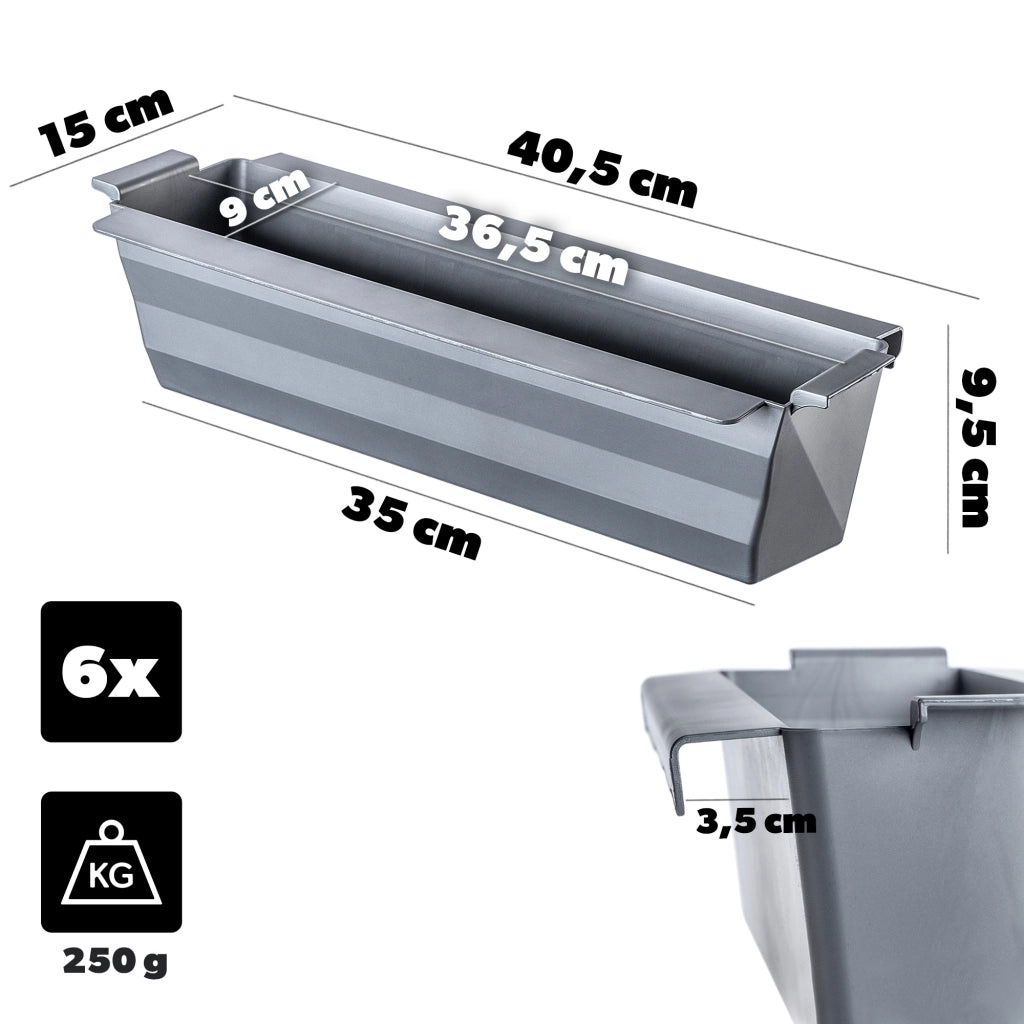 Vaso da fiori KADAX, vasi da fiori per Europallets, scatola da 40 cm, 6 pezzi